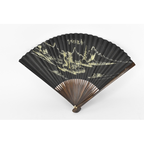 103 - A Chinese embroidered silk fan holder, probably late Qing dynasty, embroidered to both sides with gi... 