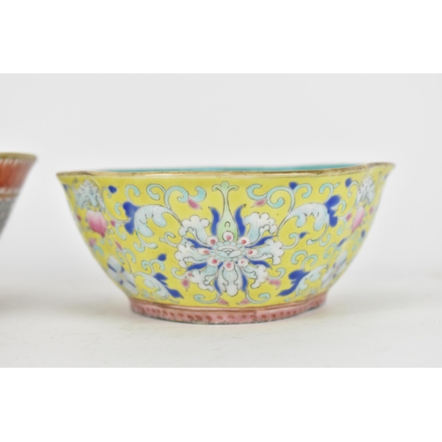 107 - Two Chinese 19th century bowls, to include a Xianfeng period (1851-1861) trilobe bowl with iron and ... 