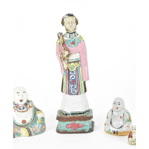 122 - A small collection of Chinese ceramic, comprising a 19th century sculpture of one of the eight immor... 