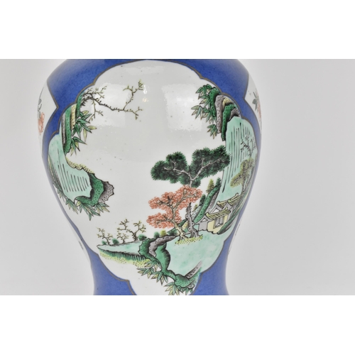 4 - A Chinese Qing dynasty famille verte yenyen vase, possibly Kangxi (1662-1722), with floral and natur... 