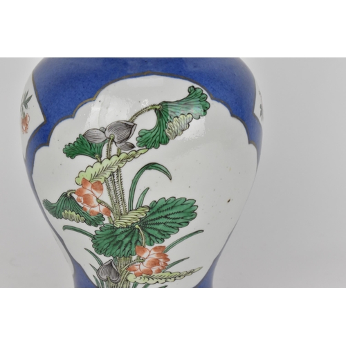 4 - A Chinese Qing dynasty famille verte yenyen vase, possibly Kangxi (1662-1722), with floral and natur... 