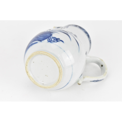 70 - A Chinese Qing dynasty blue and white porcelain jug, 19th century, of typical form, decorated with l... 