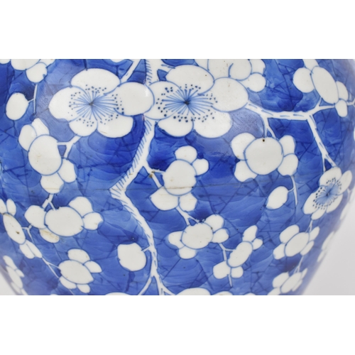 75 - A Chinese Qing dynasty blue and white 'prunus on cracked ice' vase, possibly Kangxi (1662-1722), of ... 