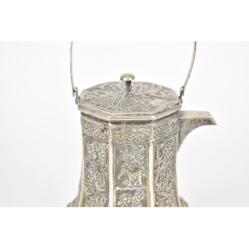 81 - An Indian colonial white metal hot water pot, possibly Swami, Madras, late 19th/early 20th century, ... 