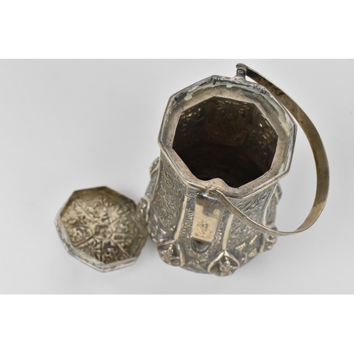 81 - An Indian colonial white metal hot water pot, possibly Swami, Madras, late 19th/early 20th century, ... 