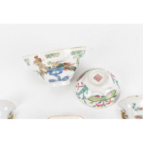 95 - A pair of Chinese Famille Rose porcelain wall pockets, probably 18th century, in the shape of balust... 