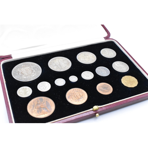 144 - United Kingdom - George VI (1936-1952) cased 1937 Specimen set, comprising 15 coins, crown - Farthin... 