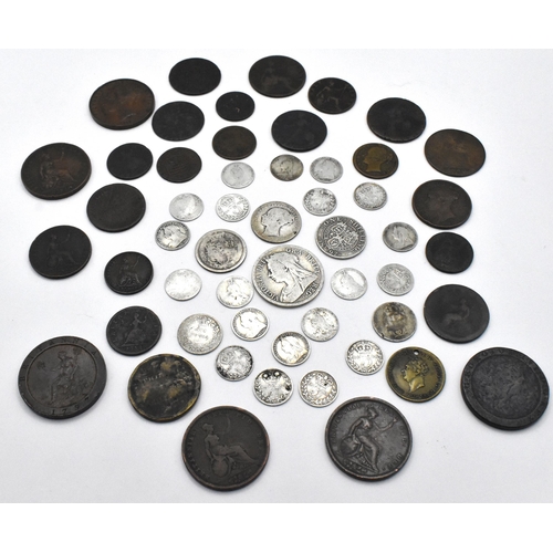 154 - United Kingdom - Georgian and later silver and other coinage to include 1817 shilling, Victorian hal... 