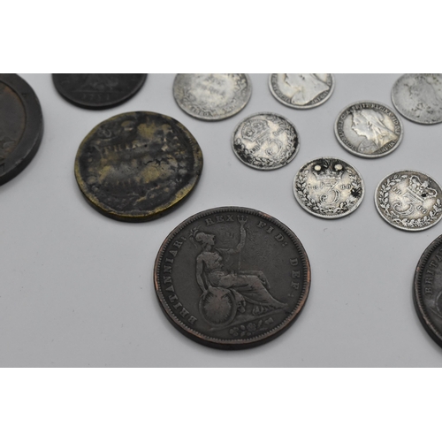 154 - United Kingdom - Georgian and later silver and other coinage to include 1817 shilling, Victorian hal... 