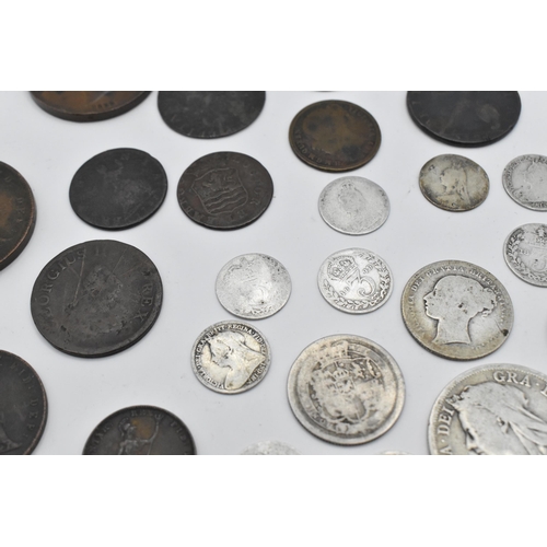 154 - United Kingdom - Georgian and later silver and other coinage to include 1817 shilling, Victorian hal... 