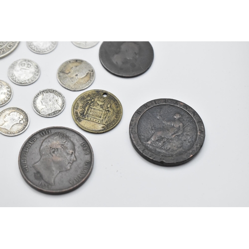 154 - United Kingdom - Georgian and later silver and other coinage to include 1817 shilling, Victorian hal... 