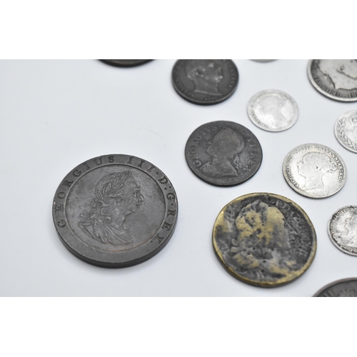 154 - United Kingdom - Georgian and later silver and other coinage to include 1817 shilling, Victorian hal... 