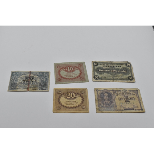 155 - A collection of 19th century and later banknotes to include a 1898 and 1910 Russian 100 Rubles depic... 