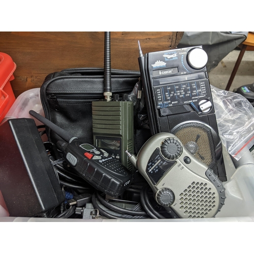 141 - A mixed lot to include a Sony 2 band radio and others and a Midland Atlantic marine VHF radio. Locat... 