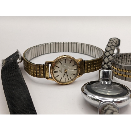 228 - Four ladies watches to include a ladies gold plated Omega A/F, Seiko 5 automatic and two others
Loca... 