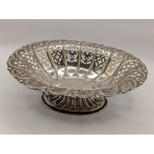 230 - An early 20th century silver pierced bon bon dish, with engraving 'Xmas 1933' hallmarked Sheffield 1... 