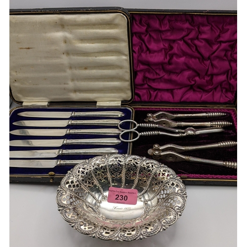 230 - An early 20th century silver pierced bon bon dish, with engraving 'Xmas 1933' hallmarked Sheffield 1... 