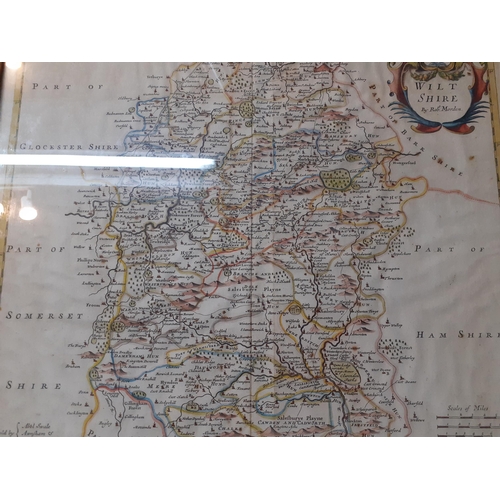 286 - Three Robert Modern maps, Wiltshire, Staffordshire and Sussex, all framed 
Location: BWR