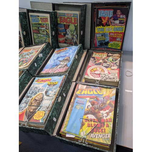 348 - A large collection of Eagle comics, dating from 1983-1992, contained in 12 box files. Location:LWB