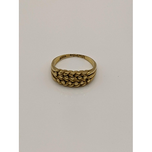 37 - An 18ct gold ring having a beaded design, total weight 3.5g Location:CAB3