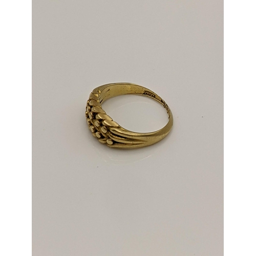 37 - An 18ct gold ring having a beaded design, total weight 3.5g Location:CAB3