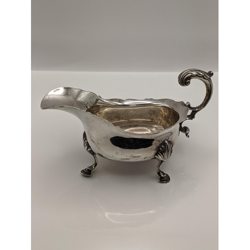 47 - A silver sauce boat with acanthus handle (missing a foot) 229g Location:LAM