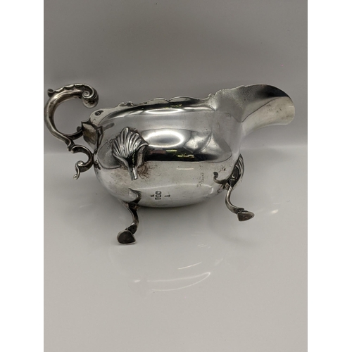 47 - A silver sauce boat with acanthus handle (missing a foot) 229g Location:LAM