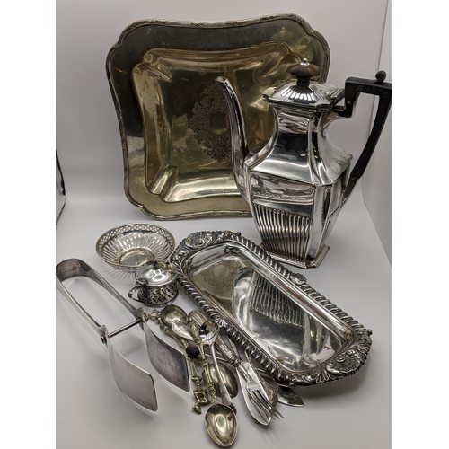 53 - Silver comprising a bonbon dish 21g and silver plate to include flatware, dishes and collectables. L... 