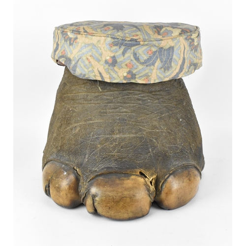 198 - A taxidermy elephant foot stool, circa 1900, with horse hair stuffed seat 36 cm high x 34 cm wide