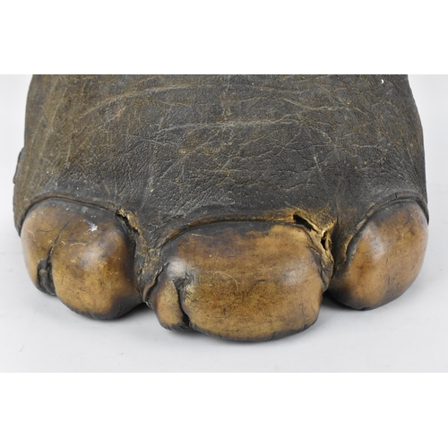 198 - A taxidermy elephant foot stool, circa 1900, with horse hair stuffed seat 36 cm high x 34 cm wide