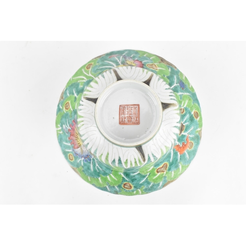 230 - A Chinese Qing dynasty porcelain flared bowl, Jiaqing period (1796-1820), with polychrome enamel ext... 