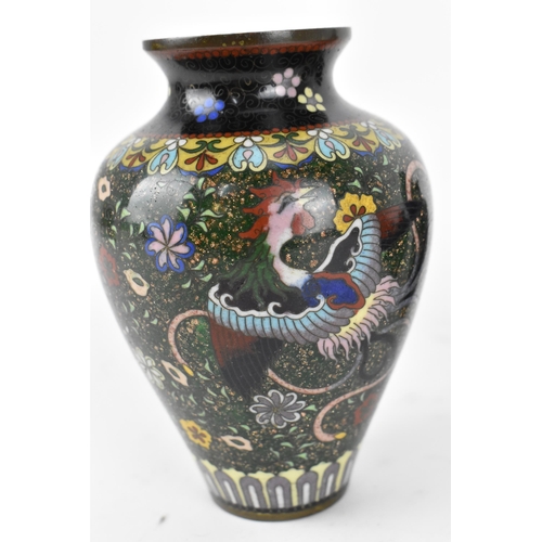 234 - A small collection of Japanese cloisonne enamel vases, Meiji period, comprising a larger vase decora... 