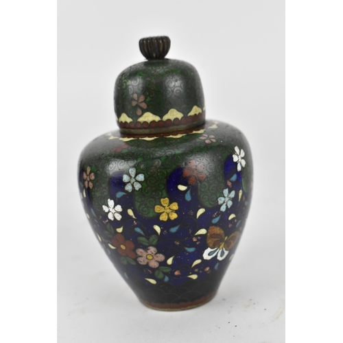 234 - A small collection of Japanese cloisonne enamel vases, Meiji period, comprising a larger vase decora... 