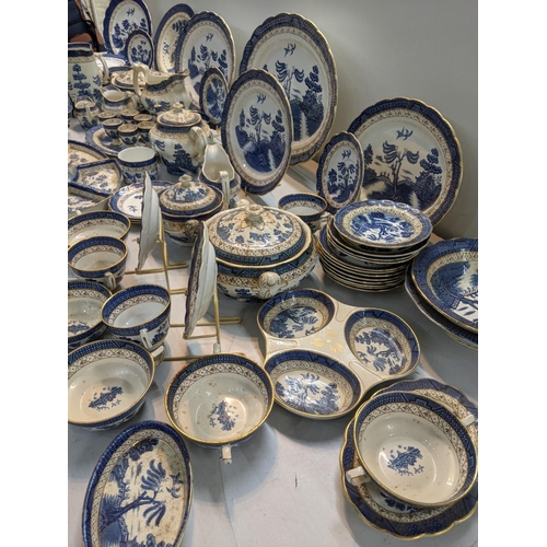 167 - A Booths dinner a tea service in the blue and white, Real Old Willow Pattern to include tureen, sauc... 