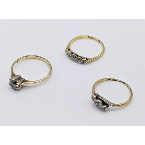 2 - Two 18ct gold rings set with diamonds, 3.3g, together with a yellow metal ring, 1.7g
Location:CAB1