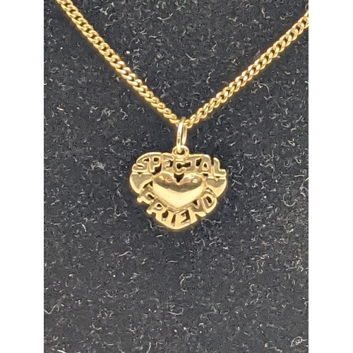 283 - A 9ct gold necklace together with a yellow metal heart shaped pendant, total weight 2.6g Location:CA... 