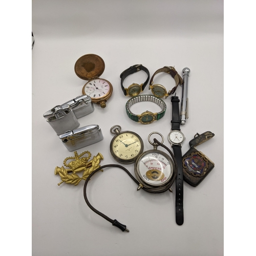 361 - A mixed lot to include a Dunlop lighter and others, together with a silver plated vesta case along w... 