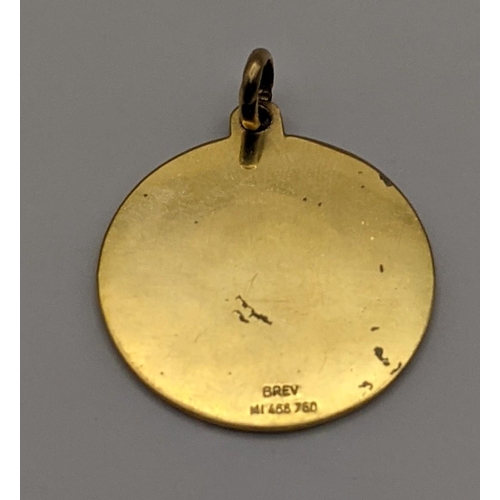 8 - A 18ct gold pendant with engraved detail of Jesus Christ, total weight 6.4g
Location:CAB3