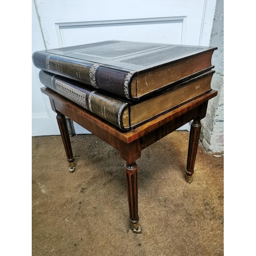 179 - A Maitland-Smith faux book side table, with three trompe l'oeil drawers, 62 cm high x 55 cm wide x 4... 