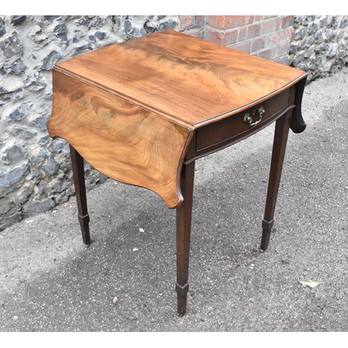 246 - A late George III mahogany pembroke table, 19th century, of serpentine form, with single frieze draw... 