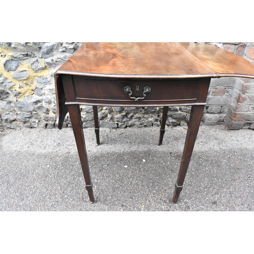 246 - A late George III mahogany pembroke table, 19th century, of serpentine form, with single frieze draw... 