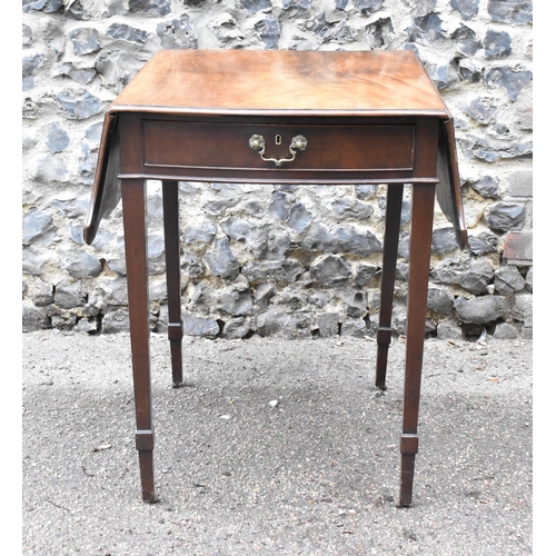 246 - A late George III mahogany pembroke table, 19th century, of serpentine form, with single frieze draw... 