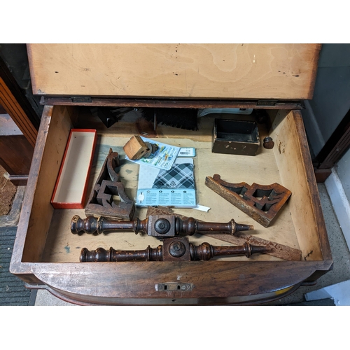 155 - Victorian inlaid walnut Davenport, hinged top with leather inset scriber, four blind and four side d... 