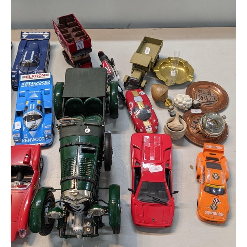 164 - A mixed lot to include scratch built models, one being a Bentley Blower, together with two diecast m... 