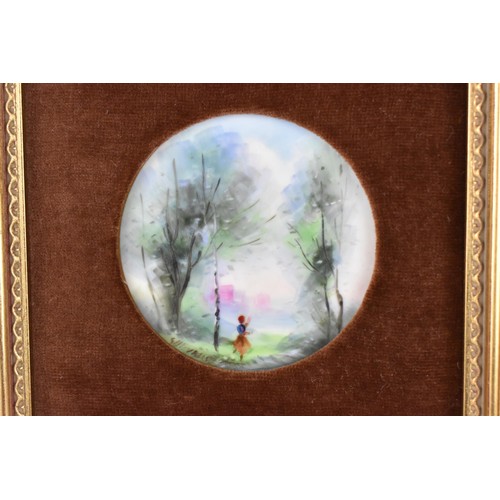 249 - A Royal Worcester framed plaque, by G.H Evans, early 20th century, the roundel painted with a girl i... 