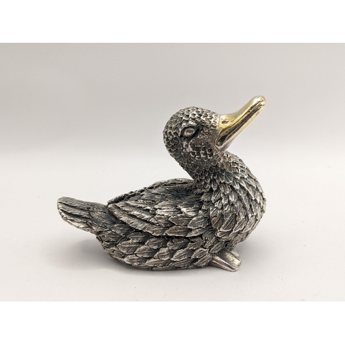 147 - A P H Vosal silver model duck, London 1994, with a gilt beak and textured feathers
Location:LWB