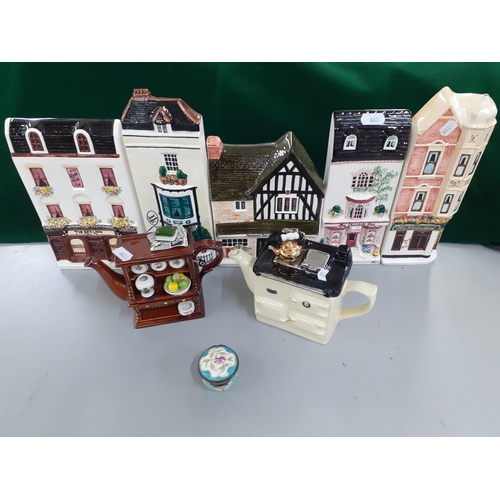 102 - A group of 5 'A Nation of Shopkeepers' china flatback models of shops and buildings to include 'Vict... 