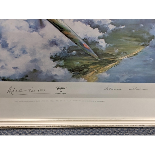 170 - Two Robert Taylor signed first edition prints 'Spitfire' signed by Douglas Bader and Johnnie Johnson... 