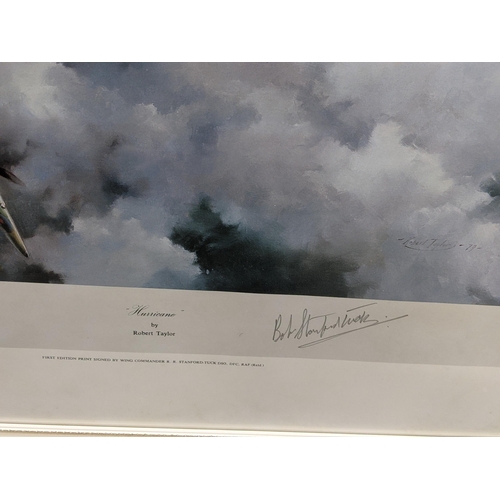 170 - Two Robert Taylor signed first edition prints 'Spitfire' signed by Douglas Bader and Johnnie Johnson... 