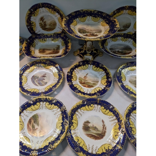 2 - **THIS LOT HAS BEEN WITHDRAWN**
A mid/late 19th century Copeland dessert service painted with countr... 